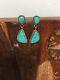 Vintage Navajo Two Stone Turquoise Rope Style Earrings Sterling925 Marked Cj