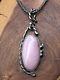Vintage Pawn Native American Navajo Signed Pink Stone Sterling Necklace Pendant