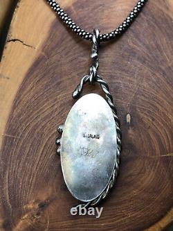 Vintage Pawn Native American Navajo Signed Pink Stone Sterling Necklace Pendant
