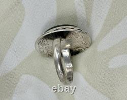 Vintage Rare Navajo WP Moss Agate Bird Leaf Insc Underside Motif One Off Size 6