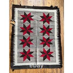 Vintage Red Gray Aztec South Western Native American Navajo Medium Rug 47 x 37
