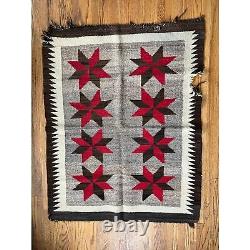Vintage Red Gray Aztec South Western Native American Navajo Medium Rug 47 x 37