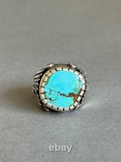 Vintage Signed Boyd Tsosie Sterling Silver with Turcuoise Ring. Sz 7 3/4