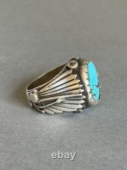 Vintage Signed Boyd Tsosie Sterling Silver with Turcuoise Ring. Sz 7 3/4