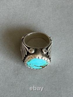 Vintage Signed Boyd Tsosie Sterling Silver with Turcuoise Ring. Sz 7 3/4