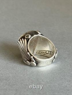 Vintage Signed Boyd Tsosie Sterling Silver with Turcuoise Ring. Sz 7 3/4