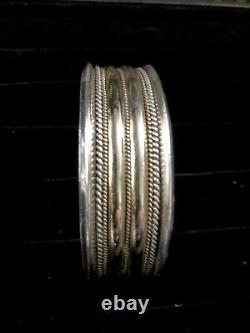 Vintage Signed Heavy Navajo Native American Twisted Rope Cuff Bracelet 7