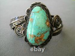 Vintage Southwestern Native American Navajo Turquoise Sterling Silver Bracelet