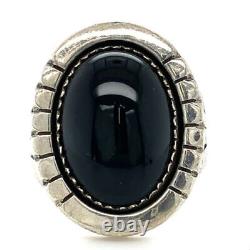 Vintage Sterling Ivan Kee Navajo Native American Black Onyx Stone Ring Band sz 9