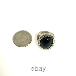 Vintage Sterling Ivan Kee Navajo Native American Black Onyx Stone Ring Band sz 9
