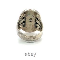 Vintage Sterling Ivan Kee Navajo Native American Black Onyx Stone Ring Band sz 9