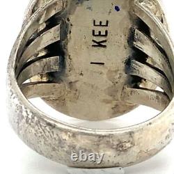 Vintage Sterling Ivan Kee Navajo Native American Black Onyx Stone Ring Band sz 9