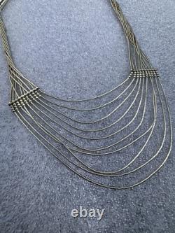 Vintage Sterling Native American Navajo Signed Liquid Silver Necklace 16