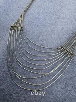 Vintage Sterling Native American Navajo Signed Liquid Silver Necklace 16