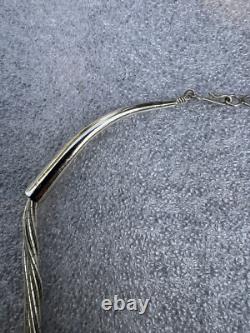 Vintage Sterling Native American Navajo Signed Liquid Silver Necklace 16
