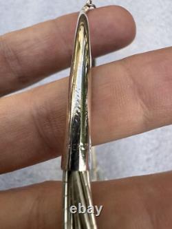 Vintage Sterling Native American Navajo Signed Liquid Silver Necklace 16