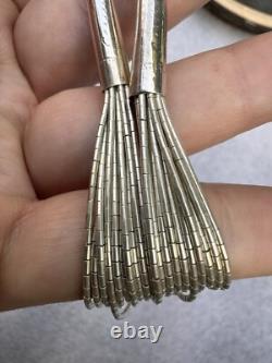 Vintage Sterling Native American Navajo Signed Liquid Silver Necklace 16