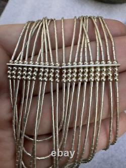 Vintage Sterling Native American Navajo Signed Liquid Silver Necklace 16