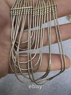 Vintage Sterling Native American Navajo Signed Liquid Silver Necklace 16
