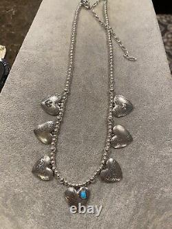 Vintage Sterling Silver. 925 Native American Turquoise Necklace