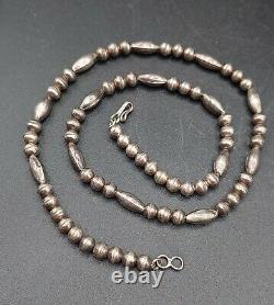 Vintage Sterling Silver Bench Bead Necklace Native Navajo Old Pawn Lot