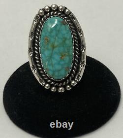 Vintage Sterling Silver M Y Native American? Navajo Turquoise Ring Sz 7