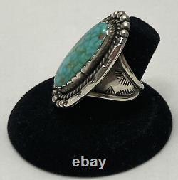 Vintage Sterling Silver M Y Native American? Navajo Turquoise Ring Sz 7