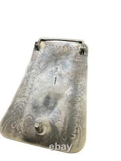 Vintage Sterling Silver Navajo L ELTHE Turquoise and Coral Belt Buckle