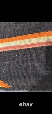 Vintage Striped Navajo Woven Saddle Blanket Multicolor Black Orange Gray Bands Vintage Striped Navajo Woven Saddle Blanket Multicolor Black Orange Gray Bands