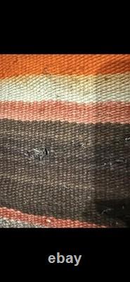 Vintage Striped Navajo Woven Saddle Blanket Multicolor Black Orange Gray Bands Vintage Striped Navajo Woven Saddle Blanket Multicolor Black Orange Gray Bands