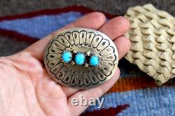 Vintage TRIPLE STONE TURQUOISE CONCHO BELT sterling silver Southwestern Navajo