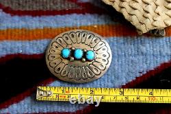 Vintage TRIPLE STONE TURQUOISE CONCHO BELT sterling silver Southwestern Navajo