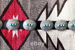 Vintage TRIPLE STONE TURQUOISE CONCHO BELT sterling silver Southwestern Navajo