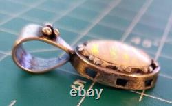 Vintage Ted Ott Native American Navajo Sterling Silver Opal Pendant & Earrings S