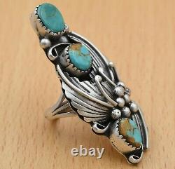 Vintage Traditional Navajo Old Pawn Handcrafted Sterling Silver Turquoise Ring
