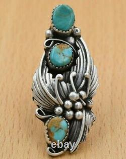 Vintage Traditional Navajo Old Pawn Handcrafted Sterling Silver Turquoise Ring