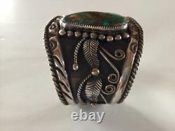 Vintage Walter Mitchell Native American Navajo Turquoise SterlingSilver Bracelet