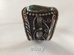 Vintage Walter Mitchell Native American Navajo Turquoise SterlingSilver Bracelet