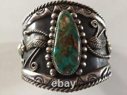 Vintage Walter Mitchell Native American Navajo Turquoise SterlingSilver Bracelet