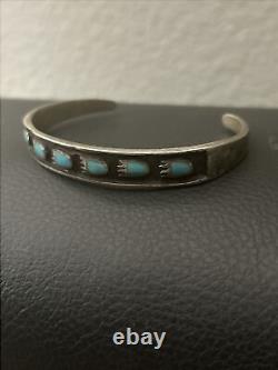 Vintage Zuni Native American Navajo Turq/Sterling Bracelet ANIMAL TRACKS/PAW