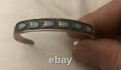 Vintage Zuni Native American Navajo Turq/Sterling Bracelet ANIMAL TRACKS/PAW