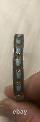 Vintage Zuni Native American Navajo Turq/Sterling Bracelet ANIMAL TRACKS/PAW