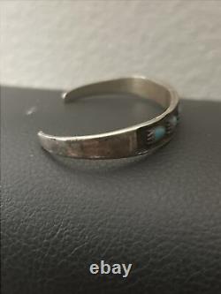 Vintage Zuni Native American Navajo Turq/Sterling Bracelet ANIMAL TRACKS/PAW