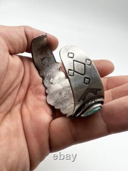 Vintage navajo sterling silver turquoise 5 stone cuff bracelet 44.4 grams