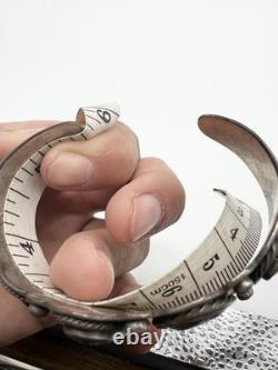 Vintage navajo sterling silver turquoise 5 stone cuff bracelet 44.4 grams