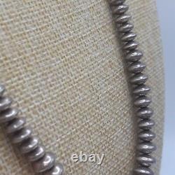 Vtg 20 Native American Navajo Pearl Sterling Silver Saucer Disc Bead Necklace