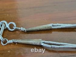 Vtg Liquid Silver Native American Navajo Turquoise 2 Stranded Micro Bead Neclace