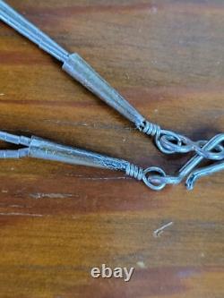 Vtg Liquid Silver Native American Navajo Turquoise 2 Stranded Micro Bead Neclace