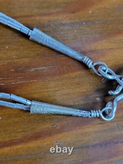 Vtg Liquid Silver Native American Navajo Turquoise 2 Stranded Micro Bead Neclace