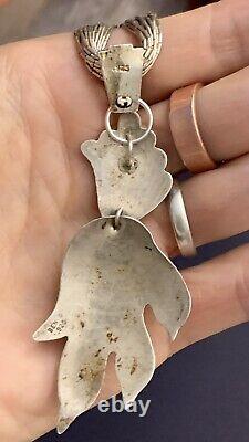 Vtg Native American 20 St Liquid 925 Silver Necklace & Earring Pendant Conver